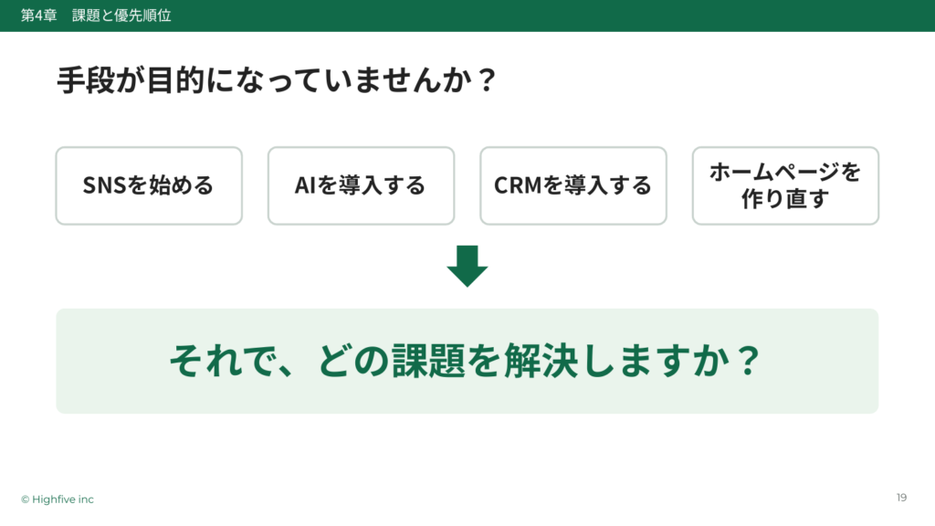 手段が目的になっていないか